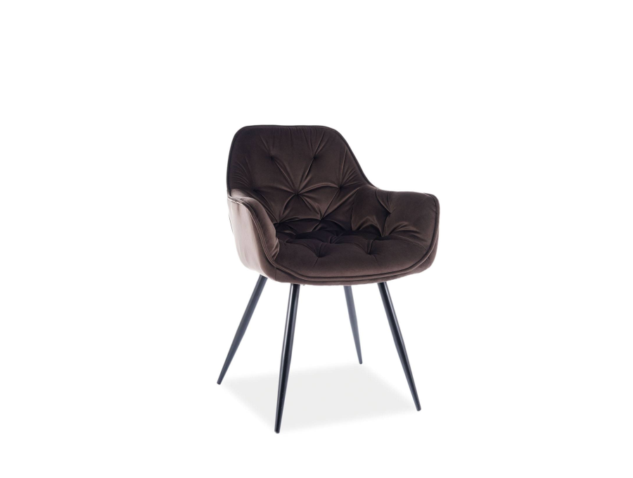 Jedálenská stolička CHERRY VELVET čierny mat/hnedá bluvel 48