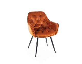 Jedálenská stolička CHERRY VELVET čierny mat/oranžová bluvel 4215