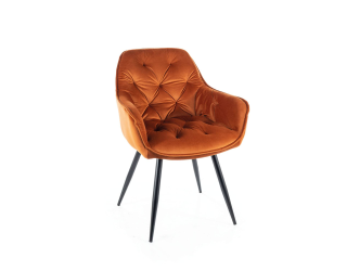 Jedálenská stolička CHERRY VELVET čierny mat/oranžová bluvel 4215 Jedálenská stolička CHERRY VELVET čierny mat/oranžová bluvel 4215