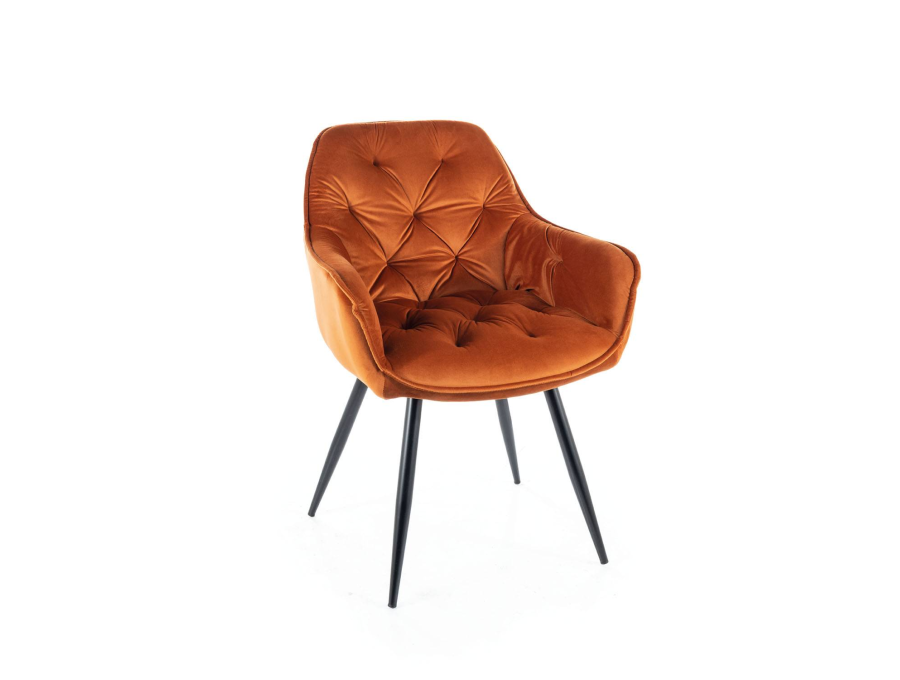 Jedálenská stolička CHERRY VELVET čierny mat/oranžová bluvel 4215 Jedálenská stolička CHERRY VELVET čierny mat/oranžová bluvel 4215