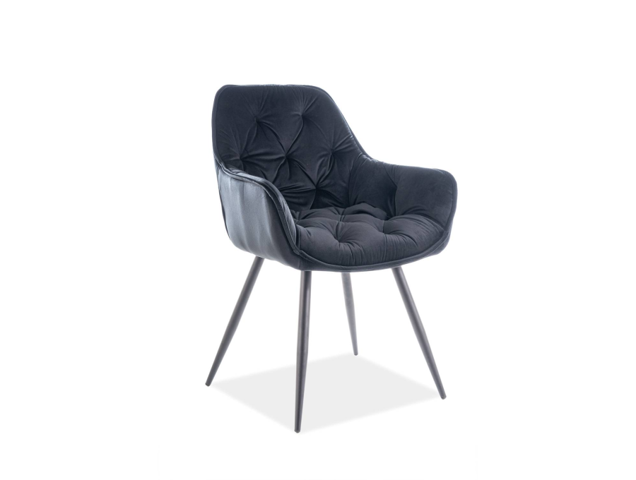 Jedálenská stolička CHERRY VELVET čierny mat/čierna bluvel 19