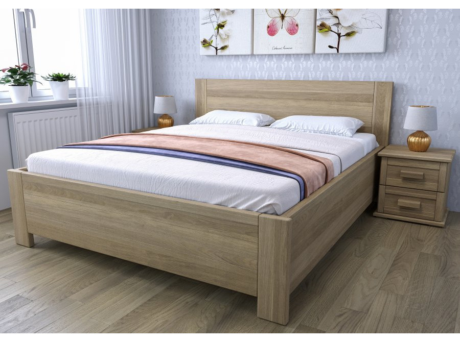 Dubová posteľ Ivana s úložným priestorom