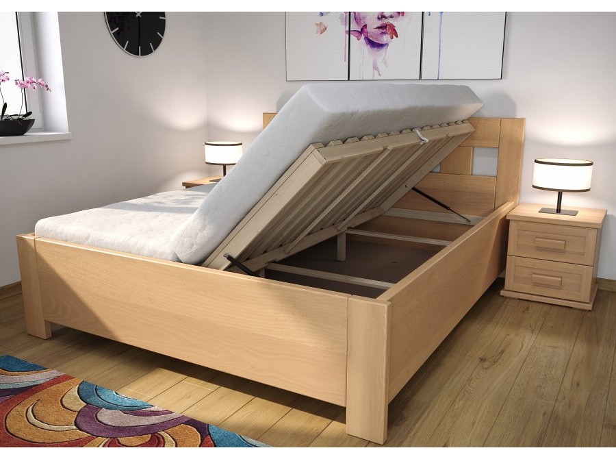 Buková  posteľ Erika s úložným priestorom